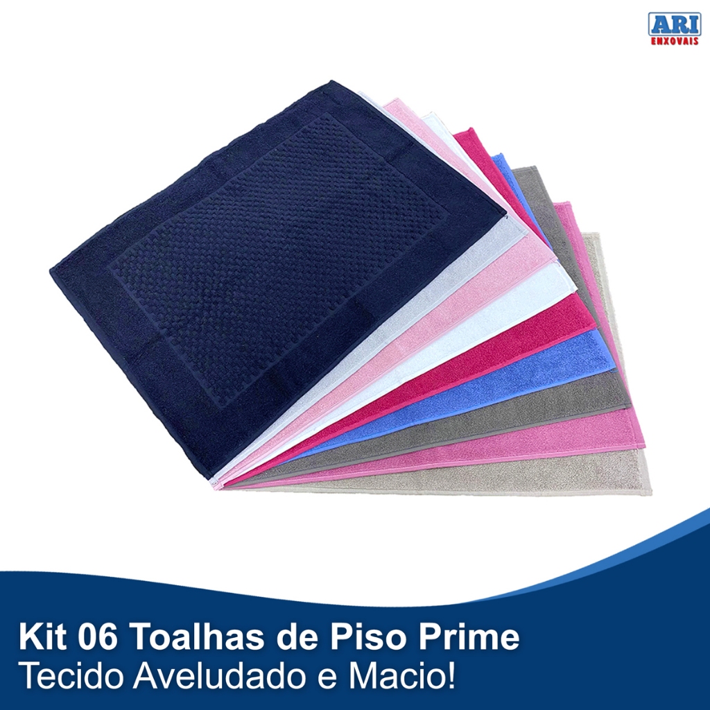 Kit 6 Toalhas de Piso Para Banheiro Tapete Prime Felpudo 50x70 Atoalhado Grosso Chão Macio Encorpado
