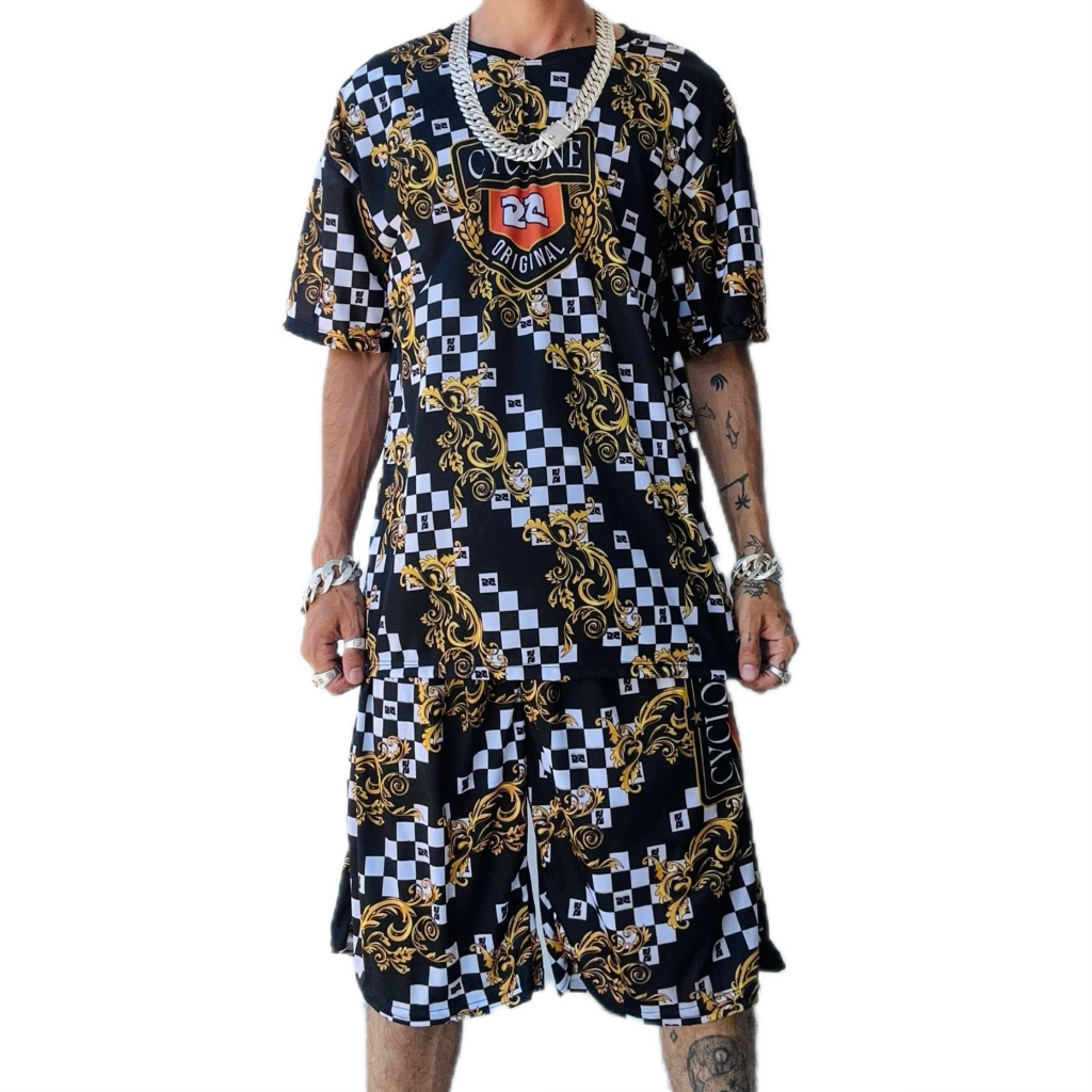 Kit Bermuda Cyclone Microfibra Quadriculado + Camiseta New em Oferta na Shopee