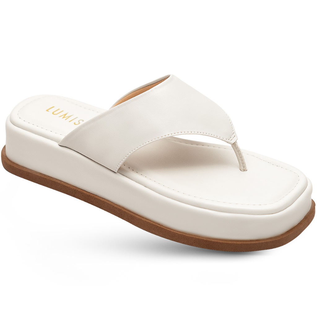 Tamanco Feminino Lumiss Flatform Confortável Off White em Oferta na Shopee