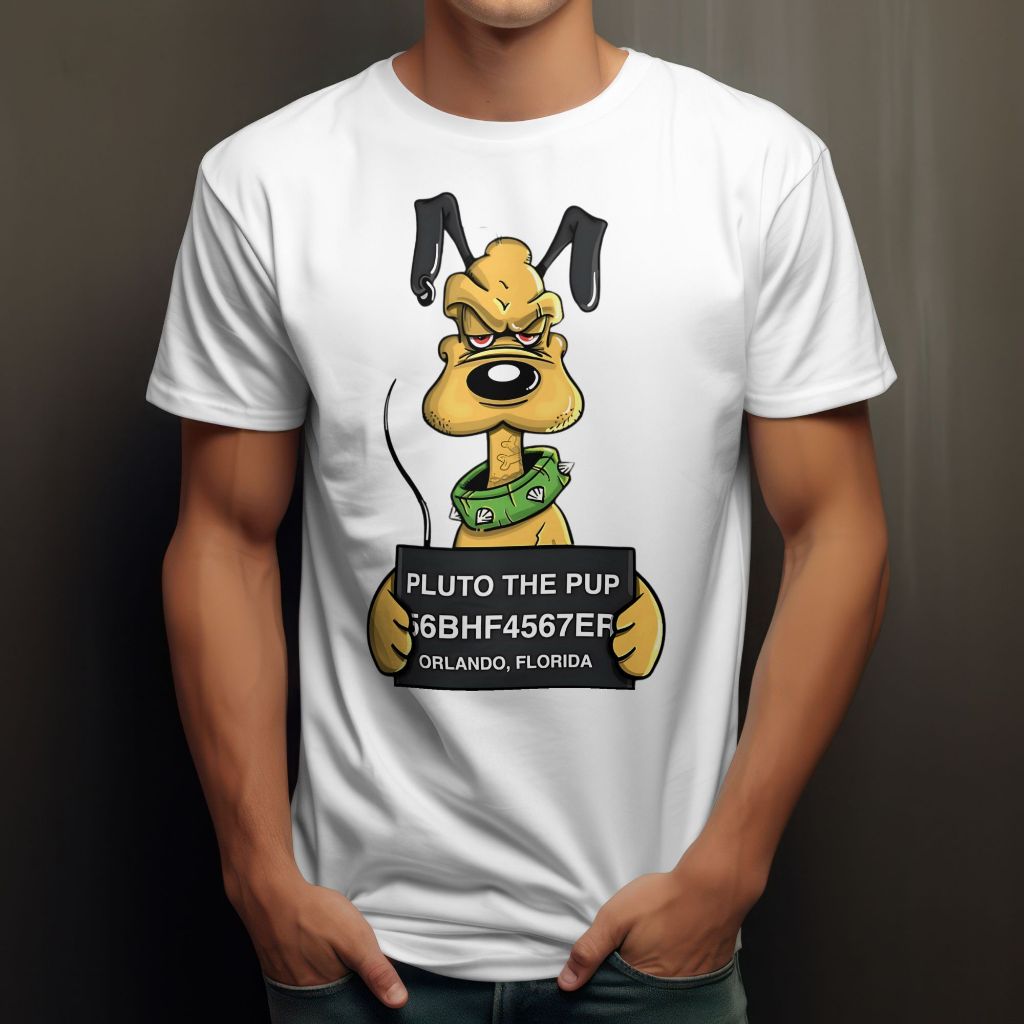 Camiseta Pluto Procurado Preso Estampa Desenho Camisa Masculina e Feminina 100% Algodão