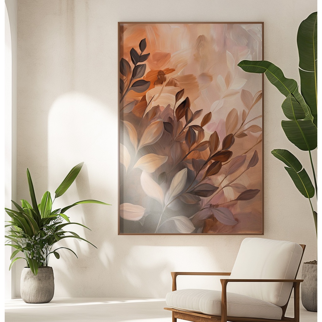 Quadro Folhagem Com Moldura E Vidro Quadro Decorativo Sala Grande Quadro Quarto Casal Pintura Folha