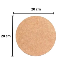 Placa Redonda MDF Cru 20x20 3mm Artesanato e Quadro 25 unidades
