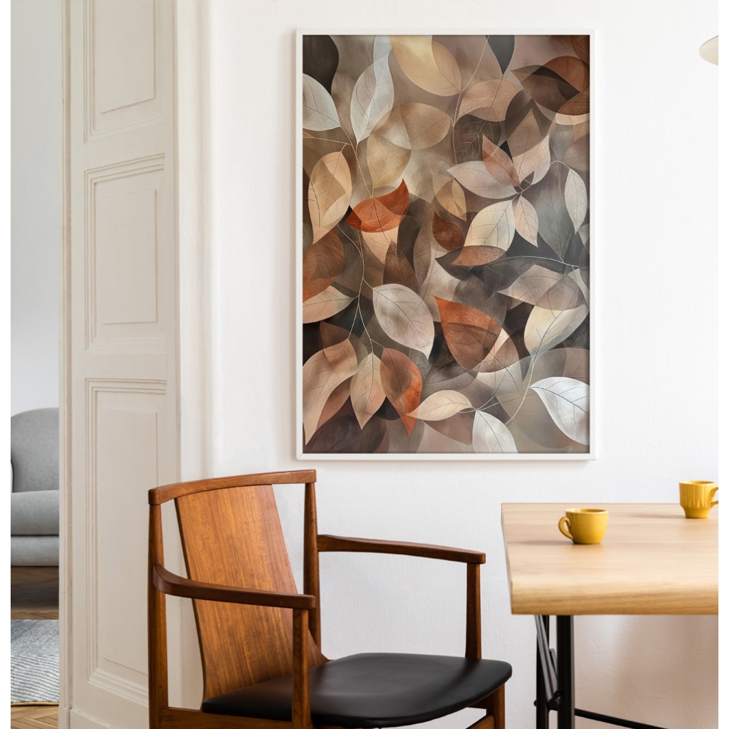 Quadro Folhagem Quadro Com Moldura E Vidro Quadro Decorativo Sala Quadro Quarto Folhas Abstratas
