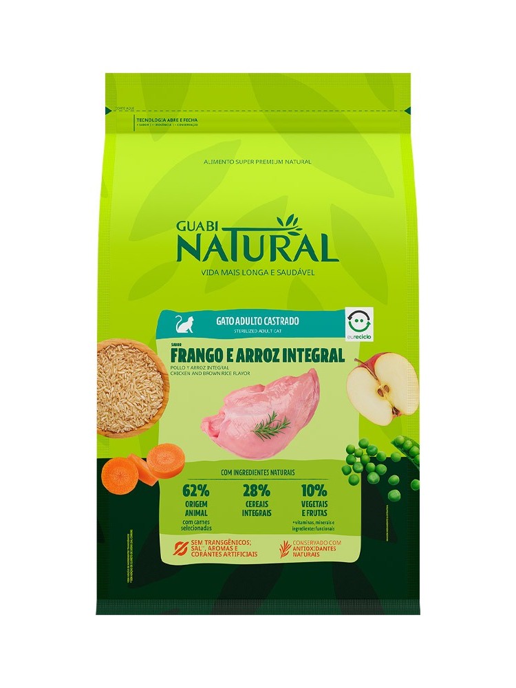 Ração Guabi Natural Gatos Castrados Frango e Arroz 7,5kg em Oferta na Shopee