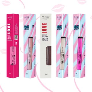 Batom Lip Gloss Labial com Brilho Glitter e Incolor Latex Max Love em Oferta na Shopee