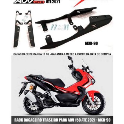 bagageiro traseiro para ADV 150 até 2024Descrição Suporte do Baú/Bagageiro Elite Honda 125 2019-2020-2021-2022-2023  Cor