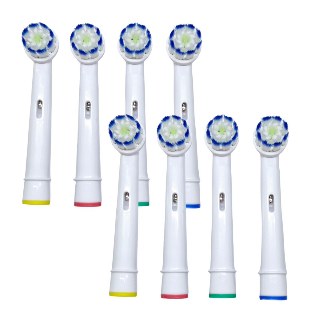 Refil Kit 8 Peças Compativel C/ Oral B Braun Escovas Eletricas Giratorias Cerdas Macias Profissional