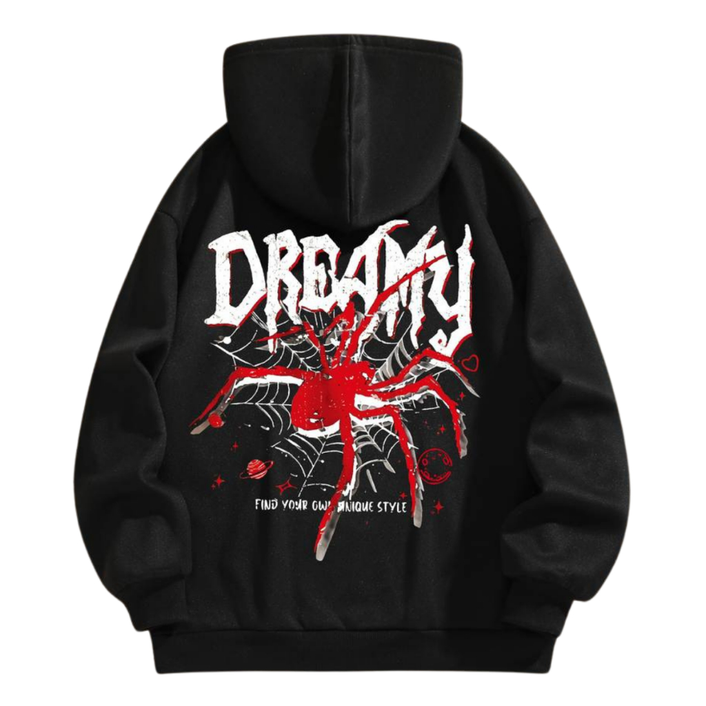 Moletom Canguru Aranha Estampado Flanelado Dreamy Streetwear Inverno