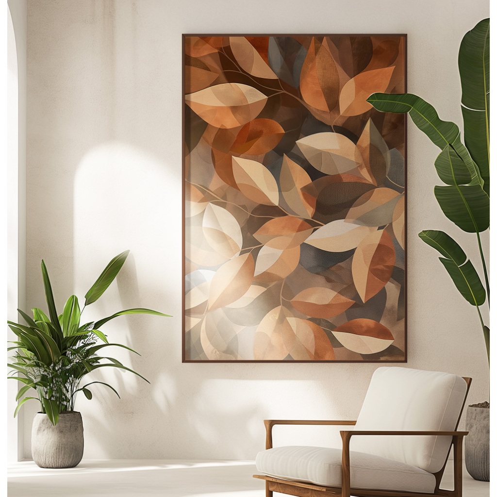 Quadro Folhagem Com Moldura E Vidro Quadro Decorativo Sala Grande Quadro Natureza Quarto De Outono