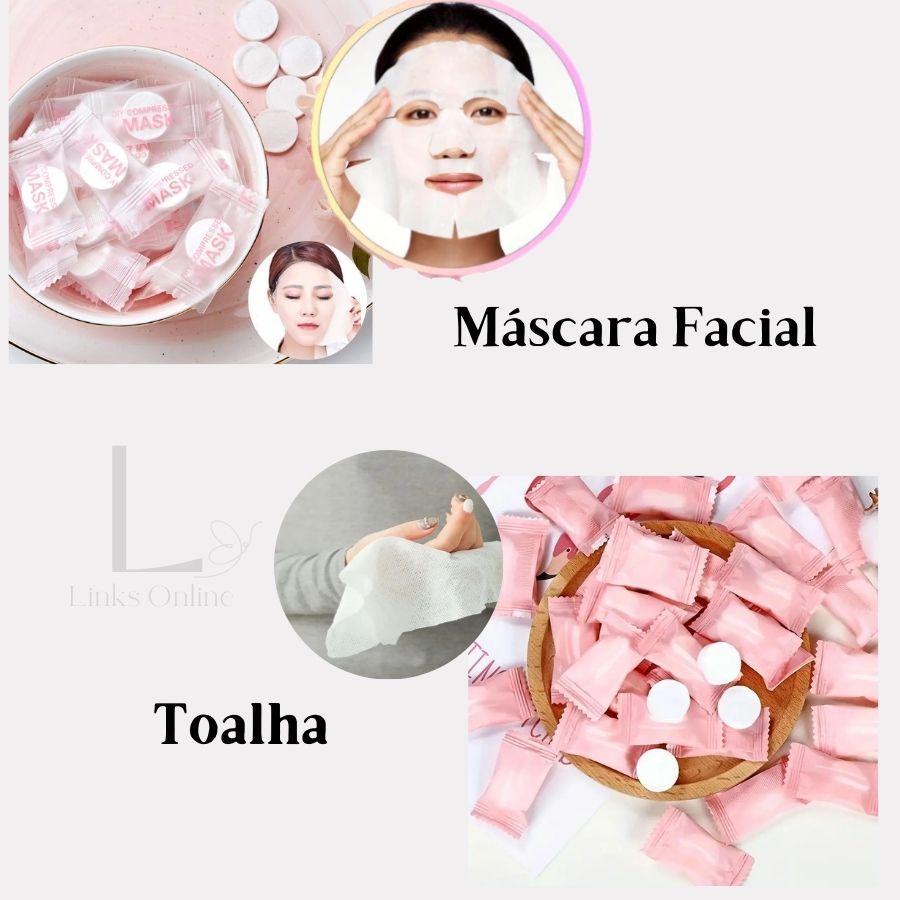 Kit 150 Uni Máscaras Faciais ou toalhas  Comprimidas Para Tratamento de Beleza