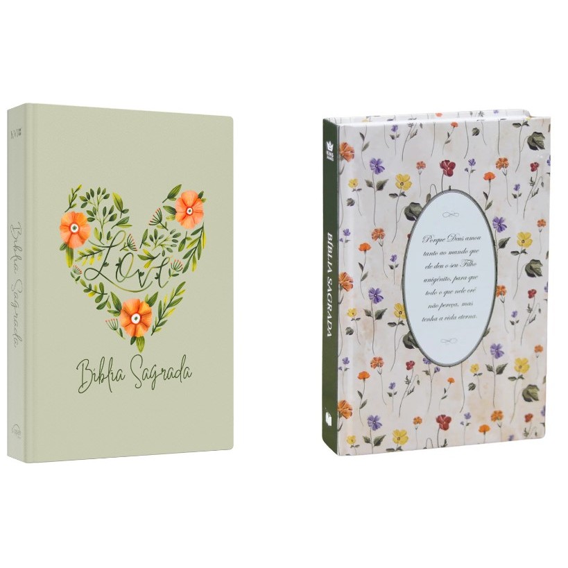 Kit Bíblia Sagrada | NVI | Coração Flores + Bíblia Sagrada | BKJ | Rosas