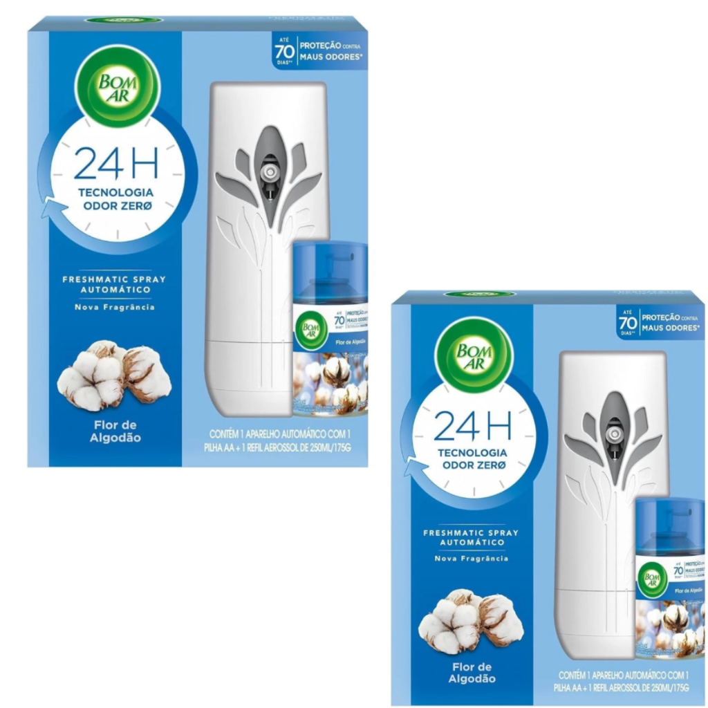 Aromatizador Elétrico Bom Ar de Algodão + Refil - Completo -  Bom Ar Air Wick Aparelho + Refil 250g