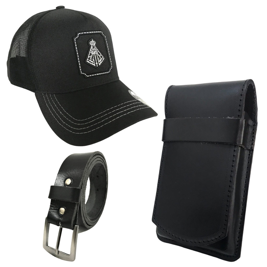 Kit Boné Trucker Country Nossa Senhora Aparecida Com Boné E Capa De Celular Luxo