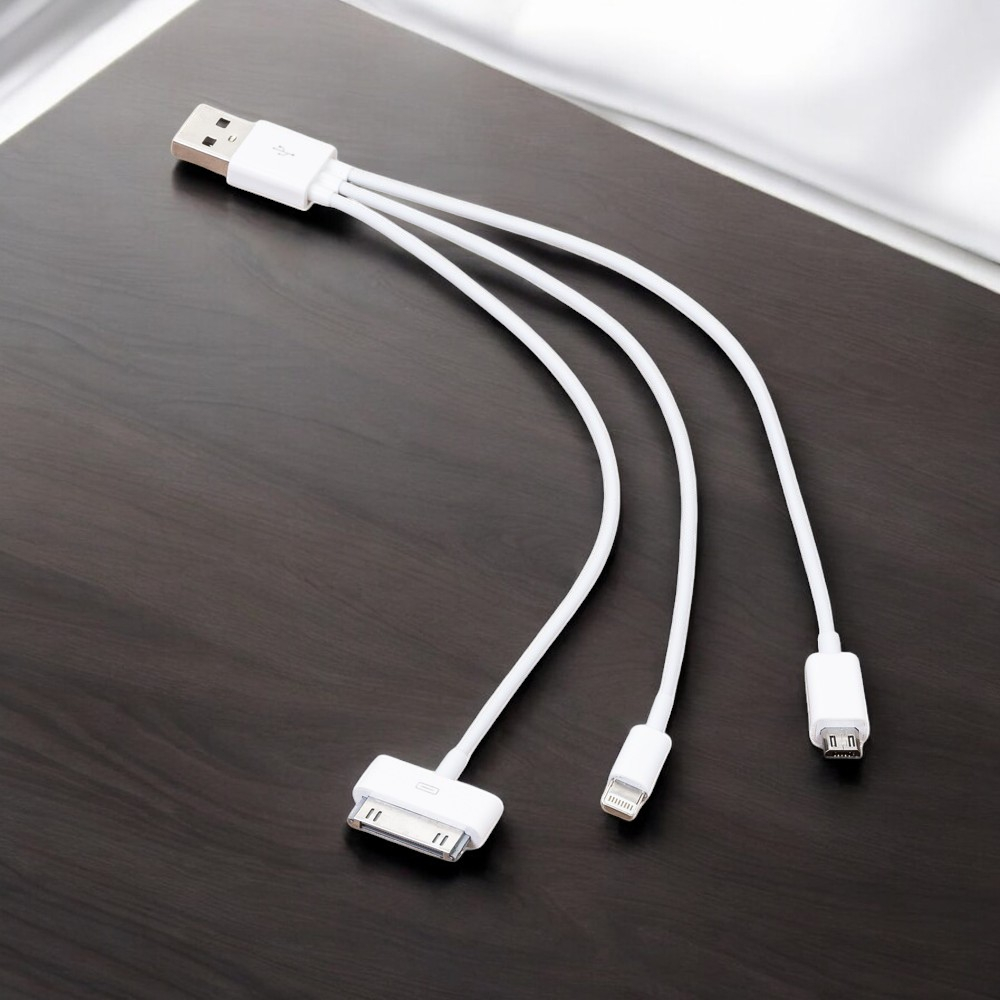 Cabo 3 Conectores 3 Entradas Micro UBS USB-C 30 Pinos