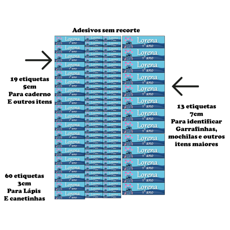 kit 112 Etiquetas escolares  adesivo personalizada