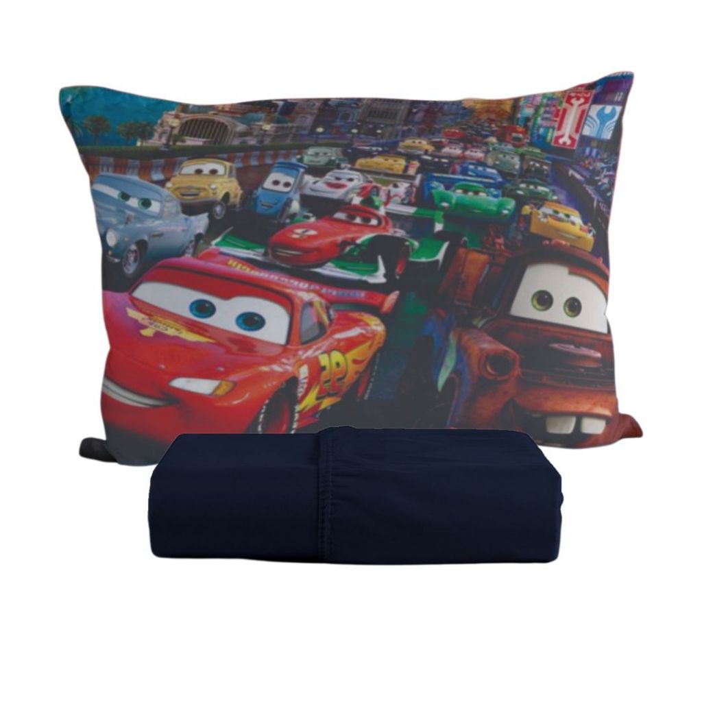 Jogo de Lençol Carros Kit Solteiro 02 Peças Micropercal com Elastico Personagens Estampa Infantil