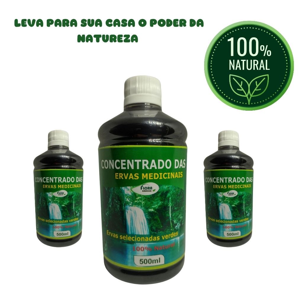 Concentrado De Ervas Medicinais kit 2 unid. 500ml Life Flora (Ervas Preparada Verde 100%NATURAL)