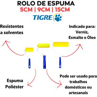 Rolo de Espuma Poliéster Amarela 5cm, 9cm e 15cm para Artesanato e Pintura ref 1341 Tigre - UNIDADE em Oferta na Shopee