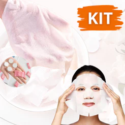 Kit Toalha ou Máscara Facial Desidratada Comprimido Compactada para Skin Care