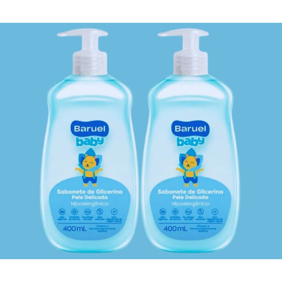Kit c/2 Sabonete Líquido Baruel Baby Glicerina Peles delicadas 400ml em Oferta na Shopee