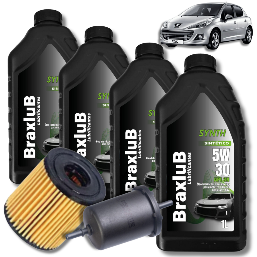 Oleo De Motor 5w30 Sintético + Filtro Peugeot 206 207 307 C3 C4 + FILTRO DE COMBUSTIVEL TCG 1565