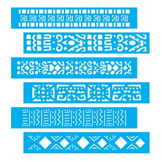 Cutk0001 - Kit 5 Stencils Pintura Barrados Africano 5x30cm em Oferta na Shopee