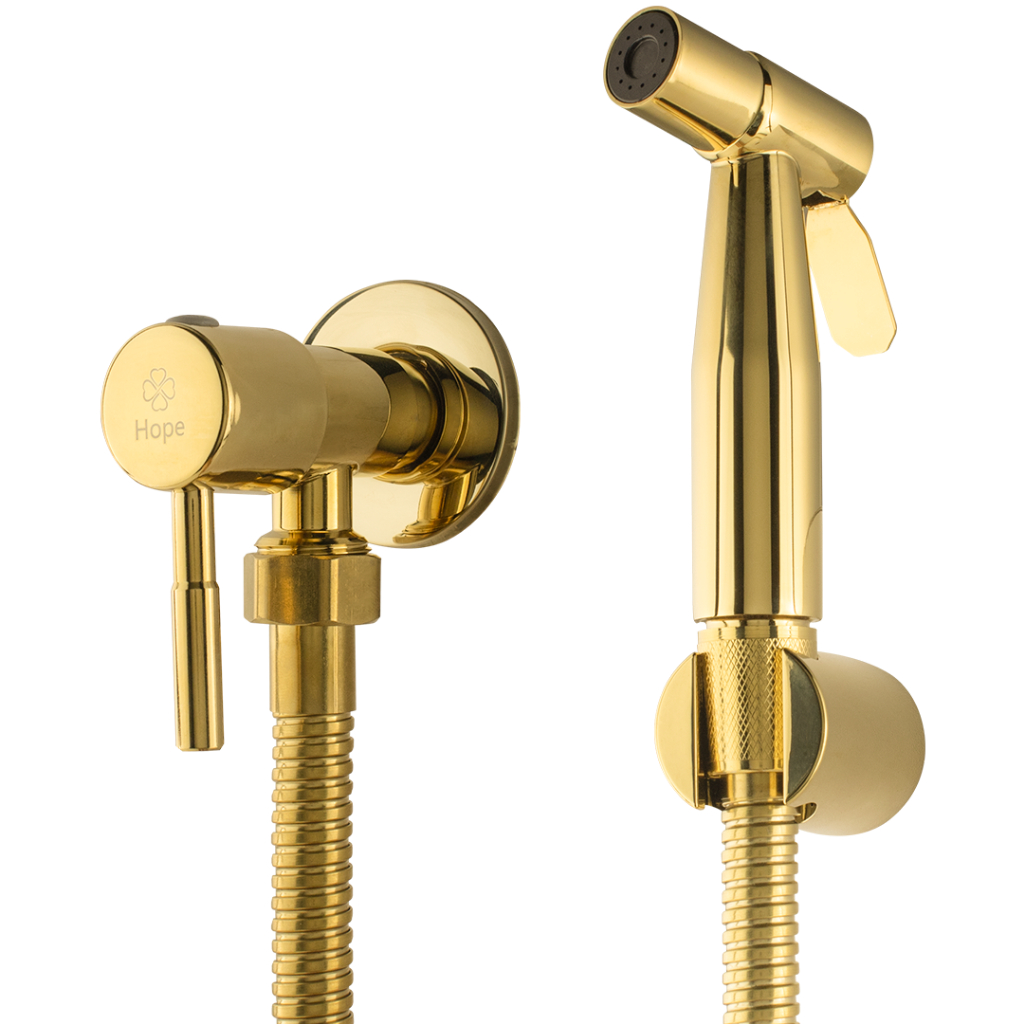 Ducha Higiênica Intima Banheiro Metal Dourado Gold 120cm