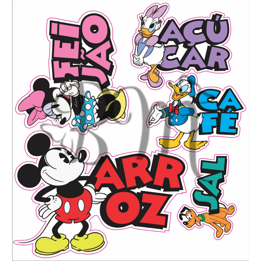 Cartela Etiqueta Vinil Para Organizador de Alimentos Mantimentos Minnie Mickey em Oferta na Shopee