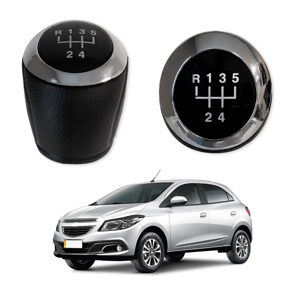Manopla de Câmbio 5 Marchas Chevrolet Onix Prisma Cobalt Spin Sonic 2013 a 2019 Encaixe Pressão
