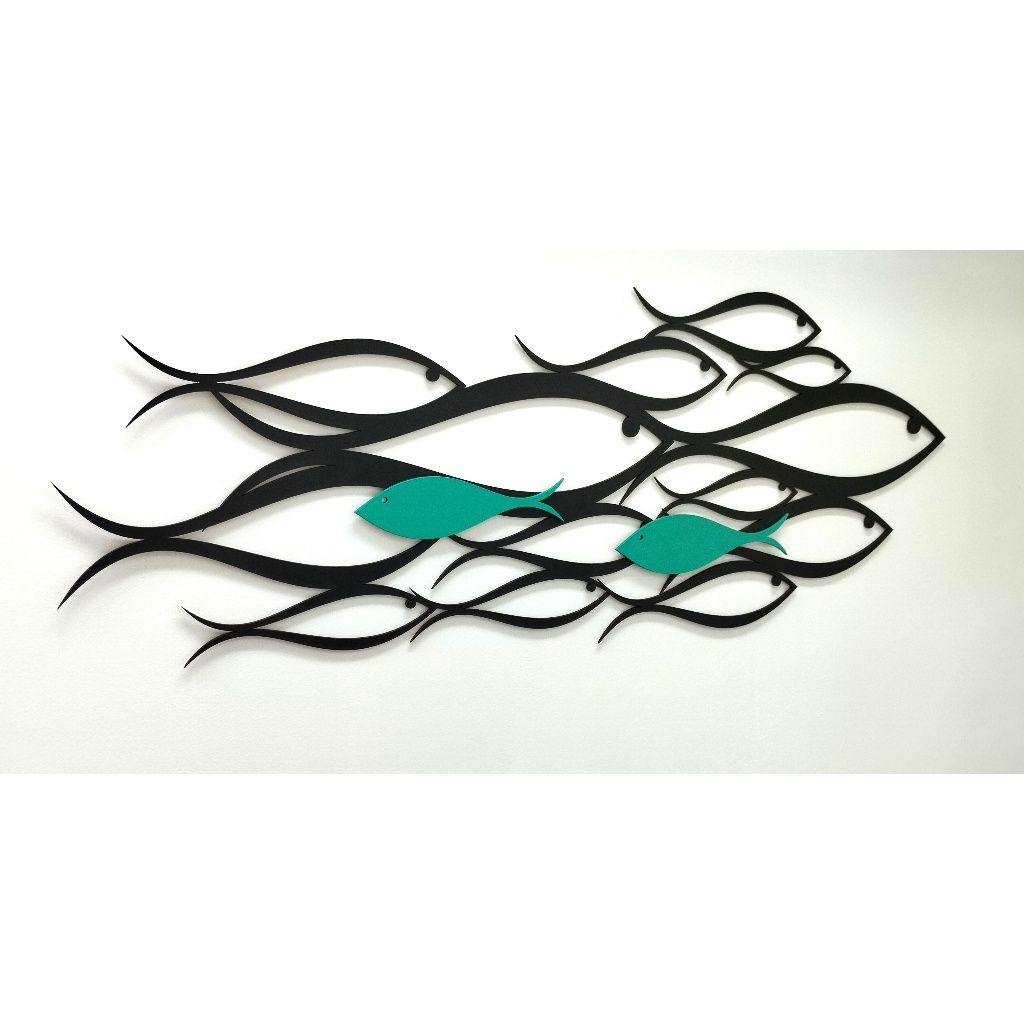 Quadro Vazado Cardume Peixes vazados estilo The Chosen Mdf Jesus estilo 3D 80cm