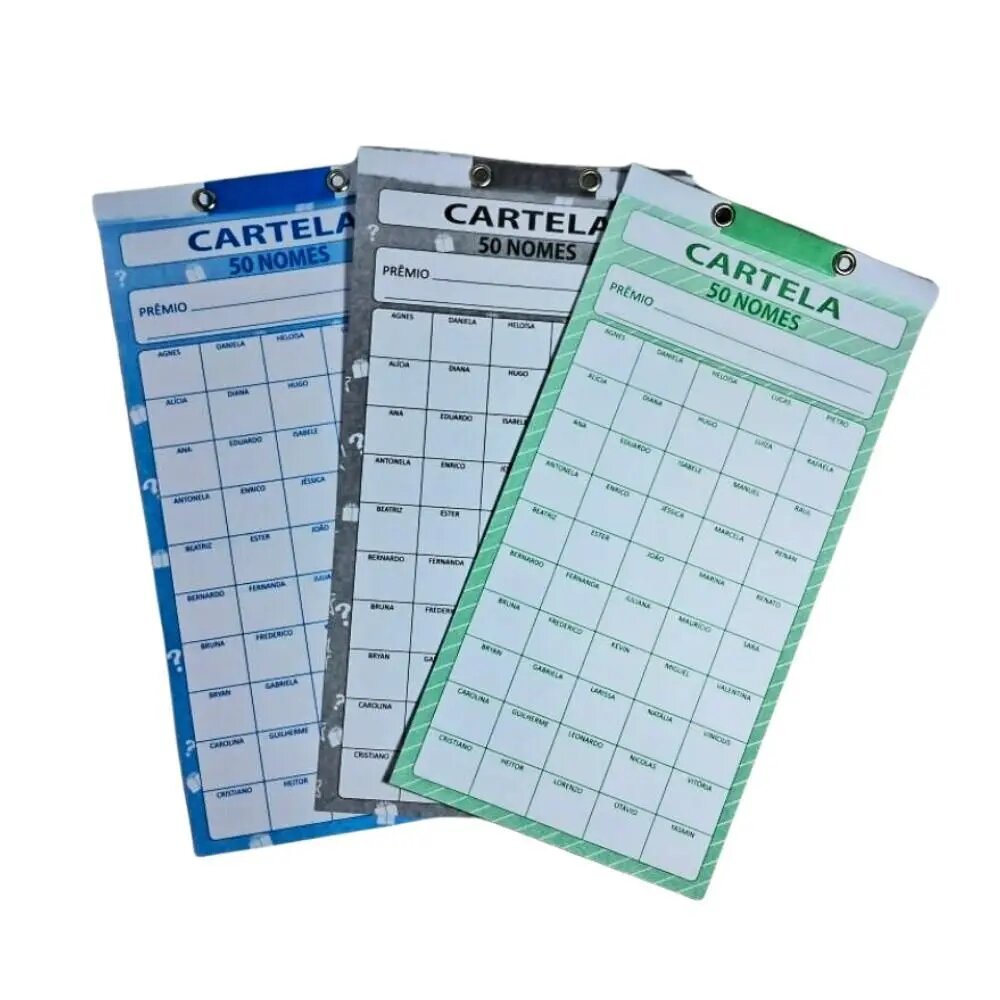 Kit 3 Talão Ação Cartela Sorteio Beneficente Folha RIFA