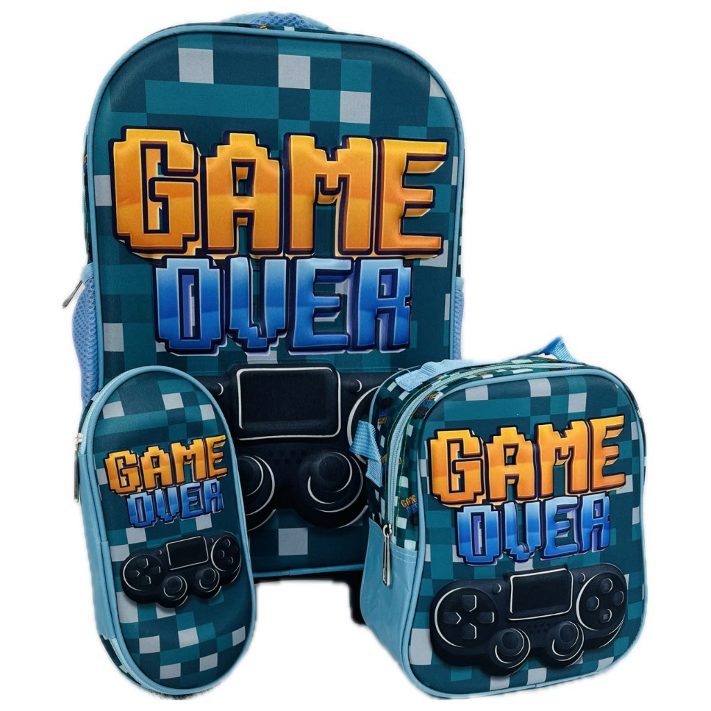 Kit De Mochila Escolar Infantil Game Com Lancheira E Estojo
