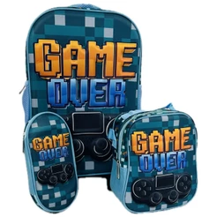 Kit De Mochila Escolar Infantil Game Com Lancheira E Estojo