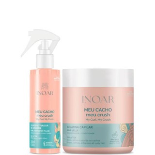 KIT MEU CACHO  MEU CRUSH GELATINA CAPILAR 500G+FLUIDO ATIVADOR DE CACHOS DAY AFTER INOAR 200ML.