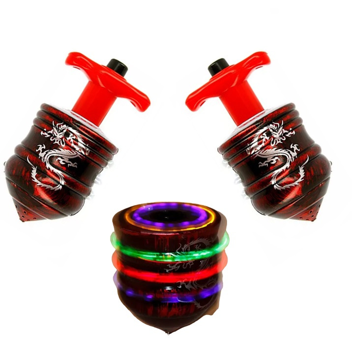 Kit 2 Pião Sonoro Luminoso Led Brinquedo Lançador Infantil