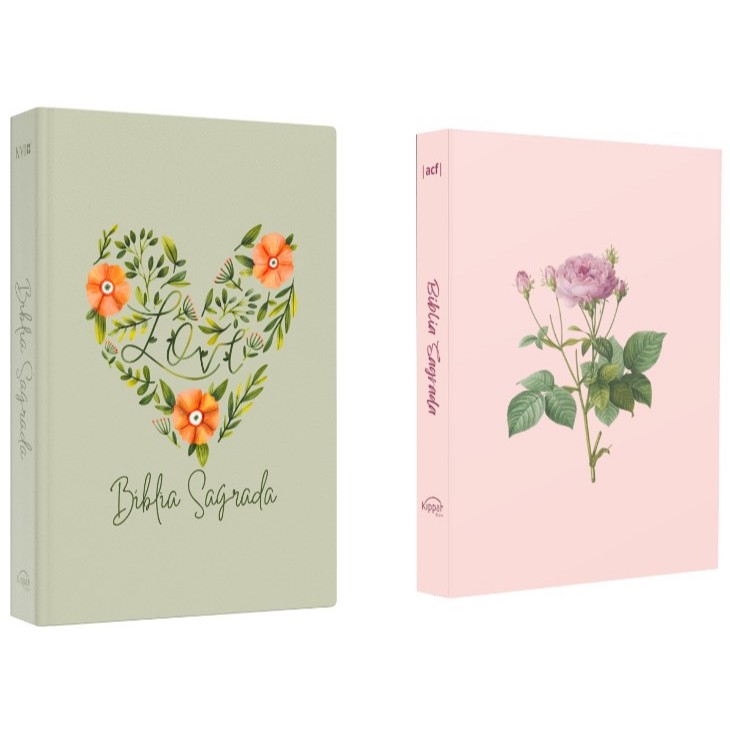 Kit Bíblia Sagrada | NVI | Coração Flores + Bíblia Sagrada | ACF | Rosa de Sarom - Books & Magazines