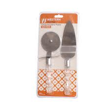 Kit 2 Utensílio Inox Cortador De Pizza E Espátula Com Serra Para Pizzas E Bolo Para Cozinha Pizzaria