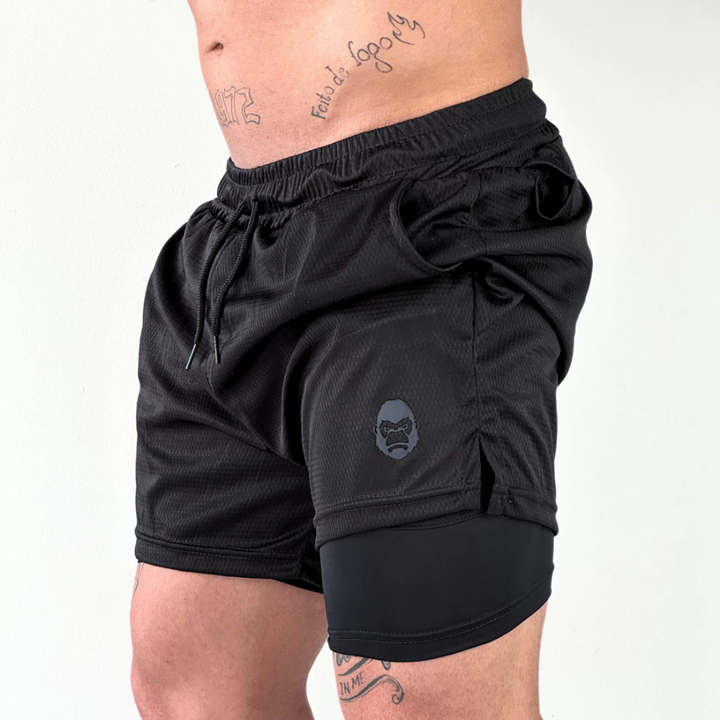 Shorts 2 em 1 Masculino Kong Original para Academia Treino e Corrida — imagem 1
