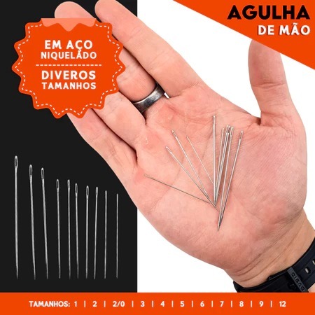 Agulha De Mão -  Aço Niquelado - Pacote C/100 Unidades em Oferta na Shopee