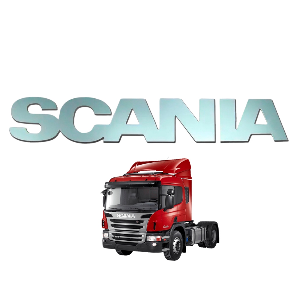 Emblema Da Grade Frontal Scania S5 Cabines P - Em Plástico Cinza