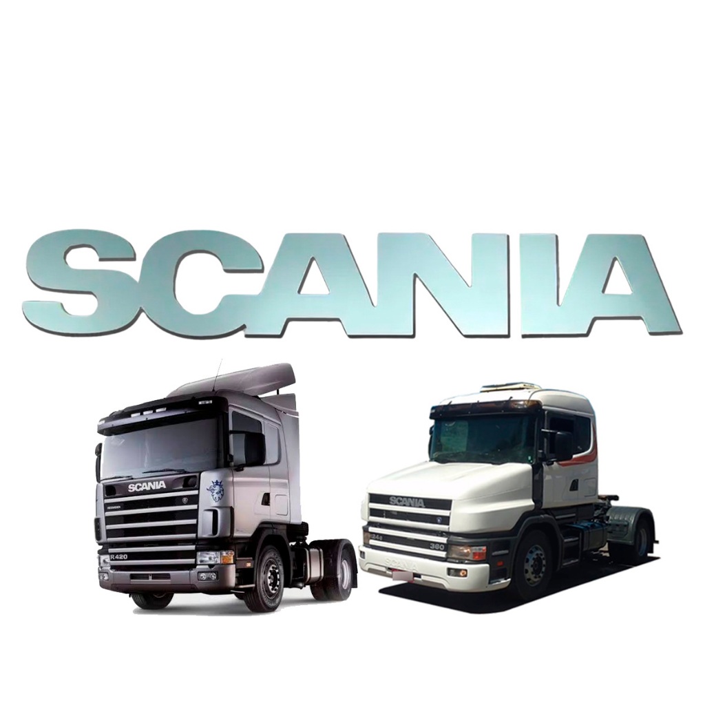 Emblema Da Grade Frontal Scania S4 Cabines P/G/R - Em Plástico Cinza