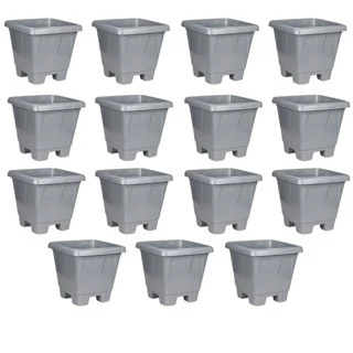 Kit 15 Vasos 1,9 Litros Quadrado Plástico Para Plantas Hortas Jardins Decoração Interior Casa