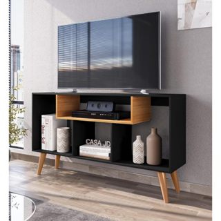 QUEIMA DE ESTOQUE!!! Rack Aparador para Tv 43 polegadas bancada Zara - Preto Nature em Oferta na Shopee