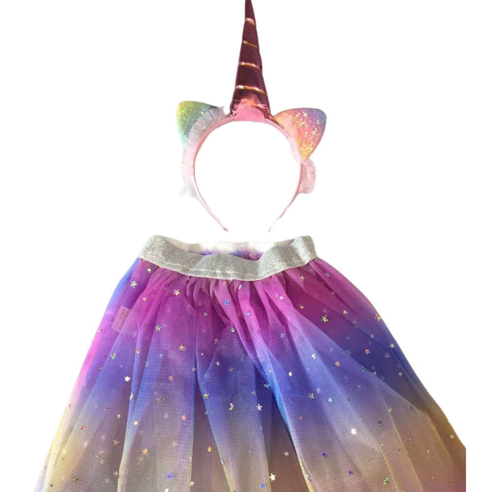 Fantasia Saia de Tule e Tiara do Unicórnio Festas Carnaval Halloween Crianças Barato