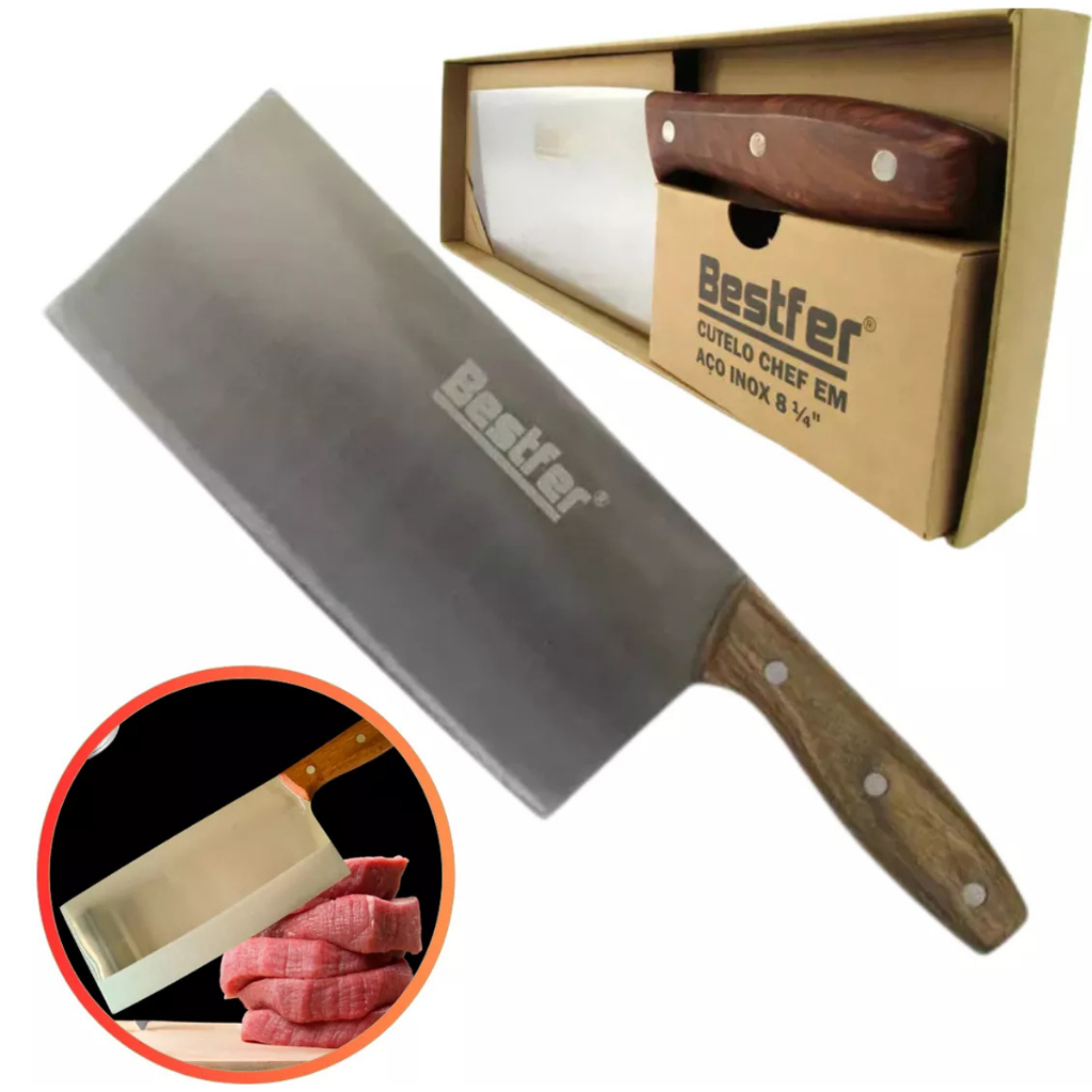 Cutelo Chefe Em Aço Inox 8" 1/4" Polegadas Culinária Chefe Cozinha Cortar Cutelo Profissional Cortes Precisos Bestfer