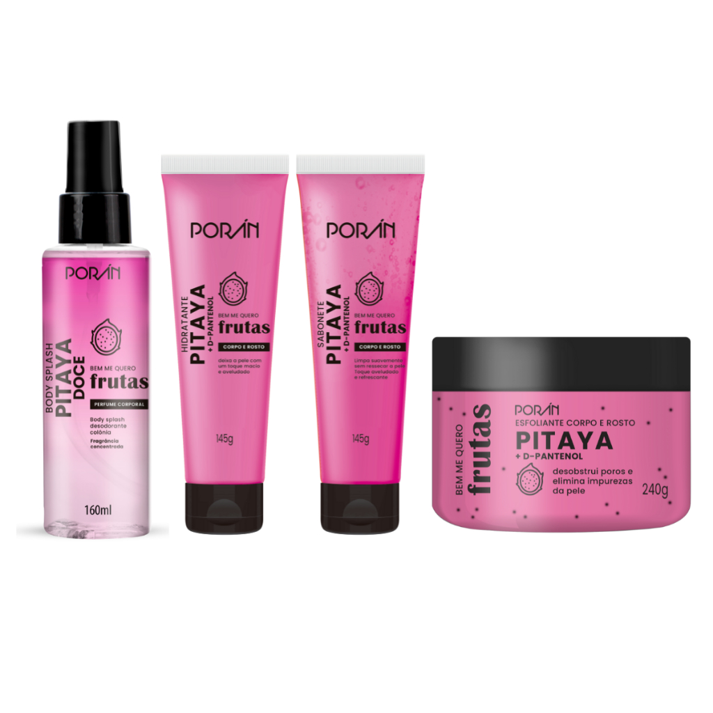Kit banho hidratante esfoliante corporal body splash pitaya