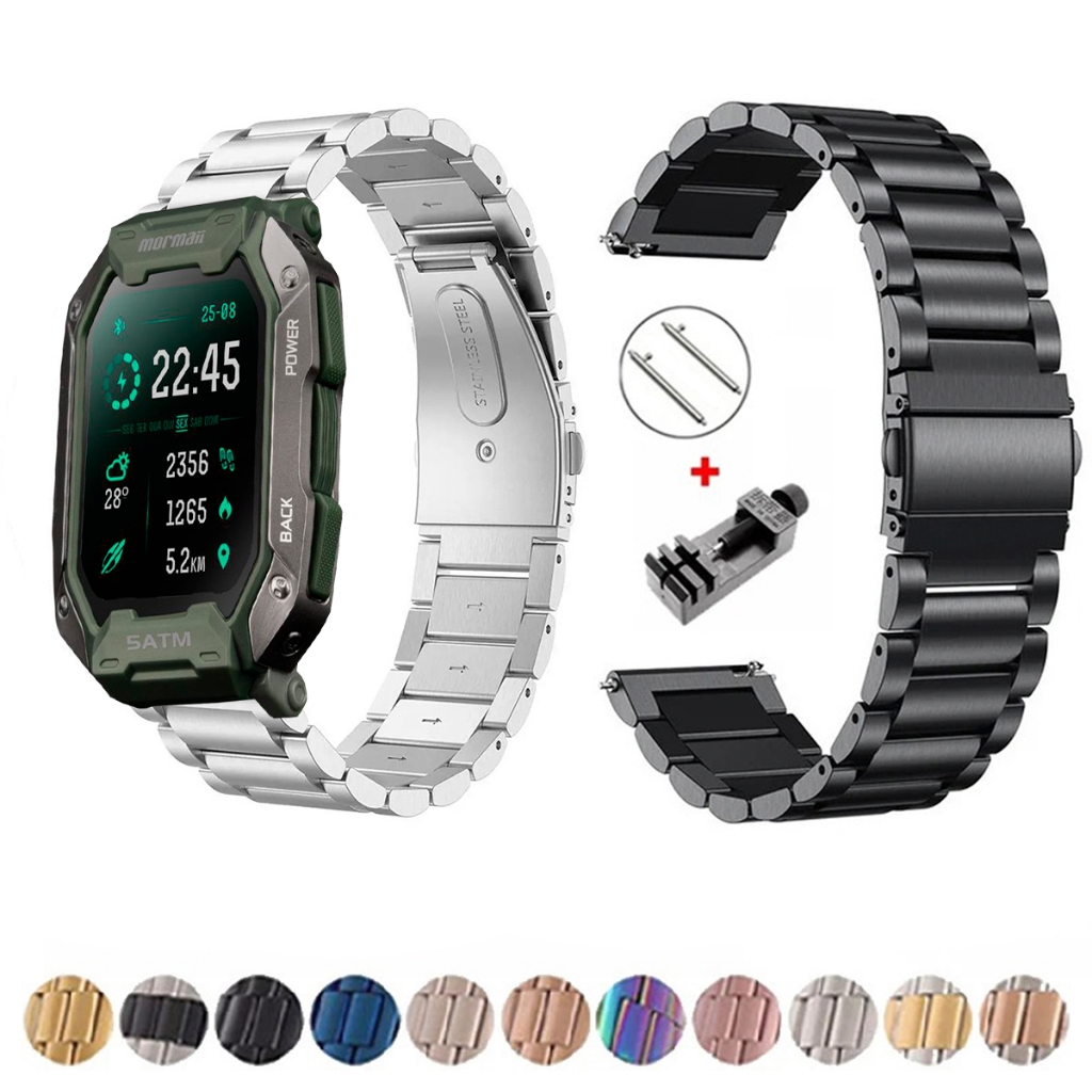Pulseira de 20mm Metal Elos de aço inox para Smartwatch Mormaii Force de Engate Rapido