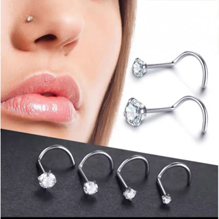 Piercing Nostril de Nariz Zircônia cristal prata  em aço cirúrgico - 1 unidade em Oferta na Shopee