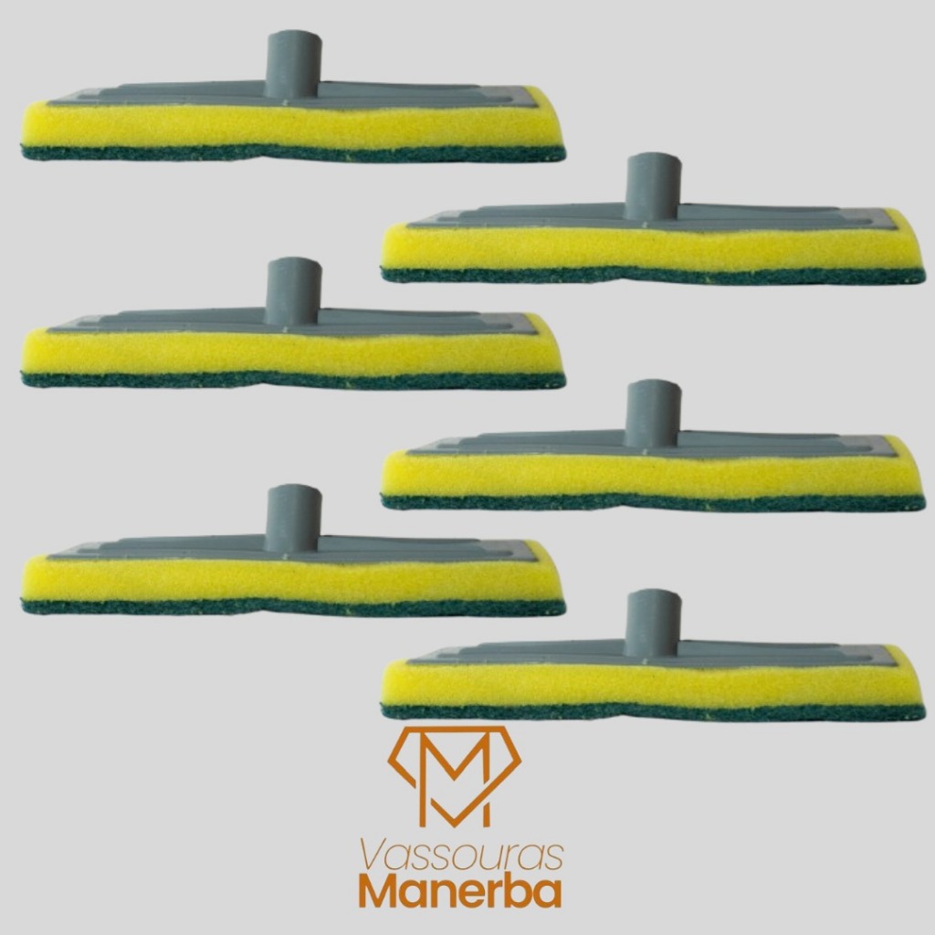 KIT 6 LAVA AZULEJO(SEM CABO) CHÃO VIDRO PORCELANATO PASSA CERA ESFREGÃO RODO ABRASIVO MOP