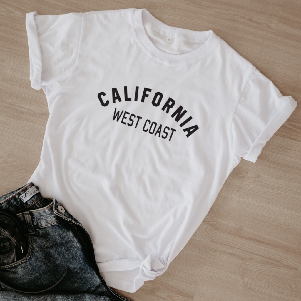 T-Shirt Estampada Feminina Blusa Califórnia Moda Feminina Envio Emediato